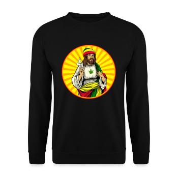 Weed Smoking Jesus Christ - Unisex Sweatshirt - black - Front - Alina (178cm) & Michal (187cm)