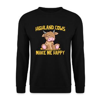vaches highland me rendent heureux veau mignon bébé veau - Sweat-shirt Unisexe - noir - Devant - Alina (178cm) & Michal (187cm)