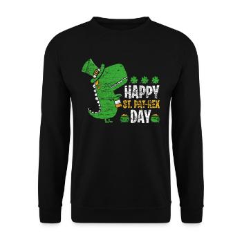 St. Patrick's Day T-Rex - Unisex Sweatshirt - black - Front - Alina (178cm) & Michal (187cm)