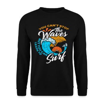 Surfing waves - Unisex Sweatshirt - black - Front - Alina (178cm) & Michal (187cm)
