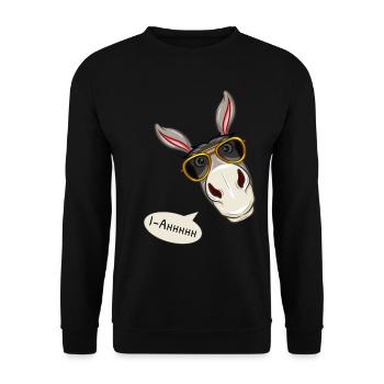 Esel mit Sonnenbrille - Unisex Pullover - Schwarz - Vorne - Alina (178cm) & Michal (187cm)