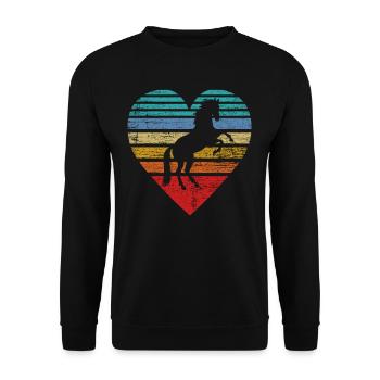 Pferde Herz - Unisex Pullover - Schwarz - Vorne - Alina (178cm) & Michal (187cm)