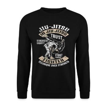 Jiu Jitsu Kampfkunst - Unisex Pullover - Schwarz - Vorne - Alina (178cm) & Michal (187cm)