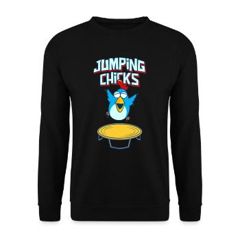 Jumping Chick Trampoline Humour - Sweat-shirt Unisexe - noir - Devant - Alina (178cm) & Michal (187cm)
