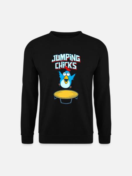 Jumping Chick Trampolin Humor - Unisex Pullover - Schwarz
