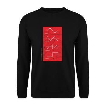 Vintage Audio Wellenform Synthesizer Analog Synth - Unisex Pullover - Schwarz - Vorne - Alina (178cm) & Michal (187cm)