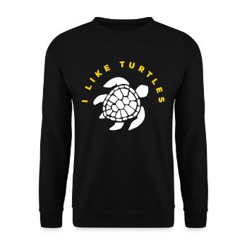 Schildkröte Lieblingstier - Unisex Pullover - Schwarz - Vorne - Alina (178cm) & Michal (187cm)