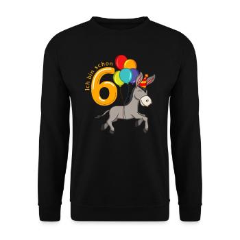 6 Jahre Esel Geburtstag - Unisex Pullover - Schwarz - Vorne - Alina (178cm) & Michal (187cm)