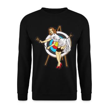 Pretty sexy woman archery bow and arrow - Unisex Sweatshirt - black - Front - Alina (178cm) & Michal (187cm)