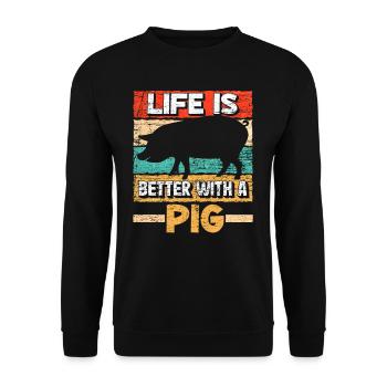 porc - Sweat-shirt Unisexe - noir - Devant - Alina (178cm) & Michal (187cm)