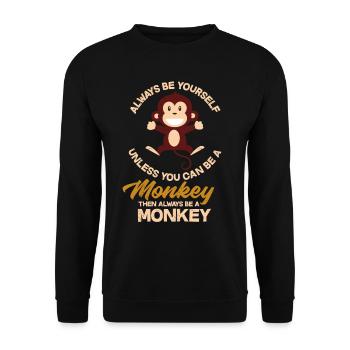 Affe Lieblingstier - Unisex Pullover - Schwarz - Vorne - Alina (178cm) & Michal (187cm)