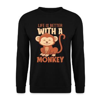 Affe - Unisex Pullover - Schwarz - Vorne - Alina (178cm) & Michal (187cm)