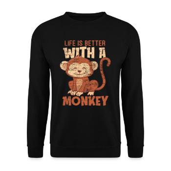 Affe Leben - Unisex Pullover - Schwarz - Vorne - Alina (178cm) & Michal (187cm)