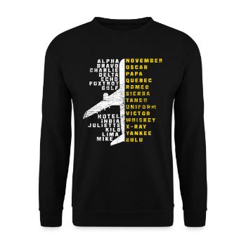 Alphabet pilote - Sweat-shirt Unisexe - noir - Devant - Alina (178cm) & Michal (187cm)