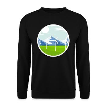 Mountains and wind energy Sustainable energy - Unisex Sweatshirt - black - Front - Alina (178cm) & Michal (187cm)