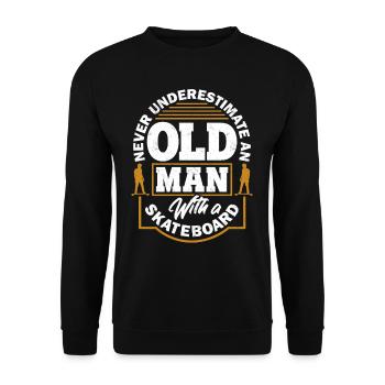 Skateboard Alter Mann - Unisex Pullover - Schwarz - Vorne - Alina (178cm) & Michal (187cm)