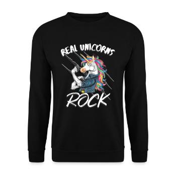 Unicorn rockers rock real unicorns - Unisex Sweatshirt - black - Front - Alina (178cm) & Michal (187cm)