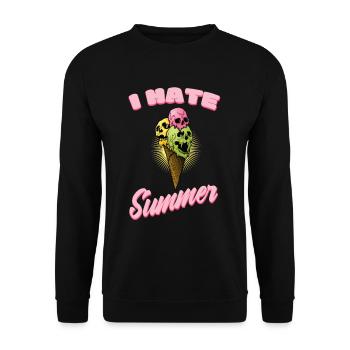 Ich hasse Sommer Eis Totenkopf - Unisex Pullover - Schwarz - Vorne - Alina (178cm) & Michal (187cm)
