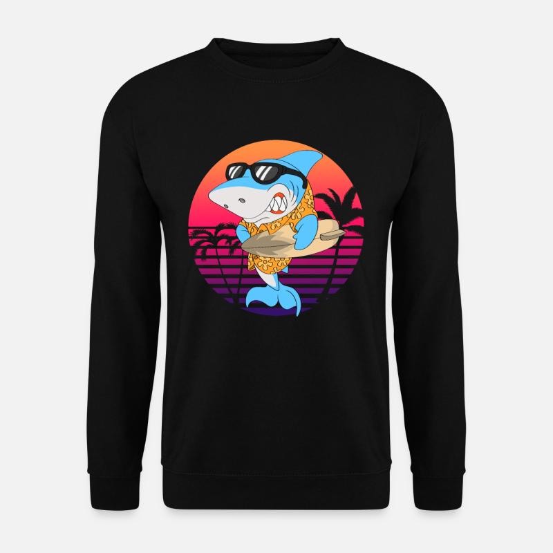 Surfer shark surfing vacation - Unisex Sweatshirt - black