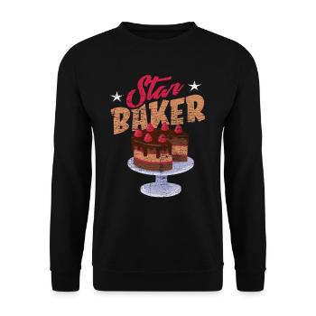 Backen Bäcker - Unisex Pullover - Schwarz - Vorne - Alina (178cm) & Michal (187cm)