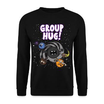 GROUP HUG Black Hole Funny saying wormhole - Unisex Sweatshirt - black - Front - Alina (178cm) & Michal (187cm)