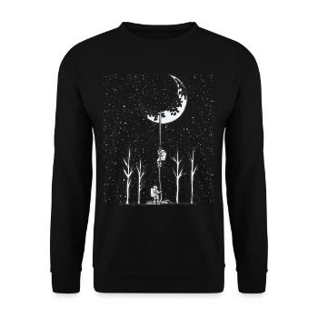 ASTRONAUT CLIMBING MOON Dire drôle - Sweat-shirt Unisexe - noir - Devant - Alina (178cm) & Michal (187cm)