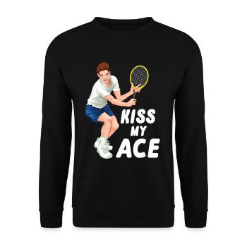 Funny Kiss My Ace Tennis Pun Tennis Players gift - Unisex Sweatshirt - black - Front - Alina (178cm) & Michal (187cm)