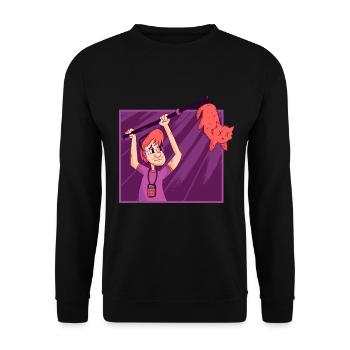 Lustiges Geschenk Boom Operator Tonangler Ton - Unisex Pullover - Schwarz - Vorne - Alina (178cm) & Michal (187cm)