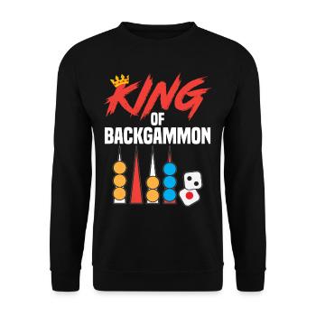 KING OF BACKGAMMON Board Game Funny Saying - Unisex Sweatshirt - black - Front - Alina (178cm) & Michal (187cm)