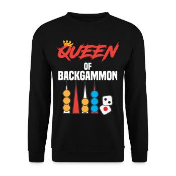 QUEEN OF BACKGAMMON board game Funny saying - Unisex Sweatshirt - black - Front - Alina (178cm) & Michal (187cm)