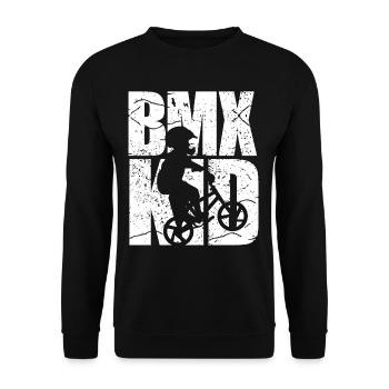 BMX Kind Radfahren Fahrrad - Unisex Pullover - Schwarz - Vorne - Alina (178cm) & Michal (187cm)
