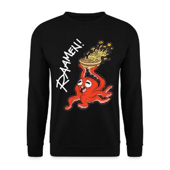 OKTUPOS RAMEN Nudeln Japanisches Essen Humor - Unisex Pullover - Schwarz - Vorne - Alina (178cm) & Michal (187cm)