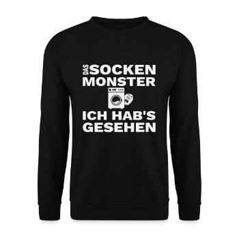 Sockenmonster Socken Verschwinden Lustig Geschenk - Unisex Pullover - Schwarz - Vorne - Alina (178cm) & Michal (187cm)