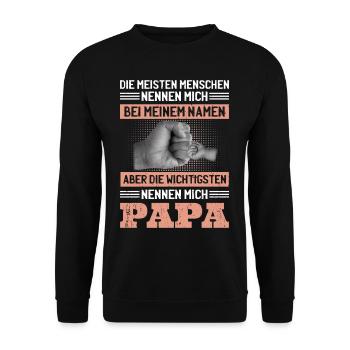 Die Wichtigen Menschen Nennen Mich Papa Vater - Unisex Pullover - Schwarz - Vorne - Alina (178cm) & Michal (187cm)