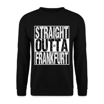 Straight outta Frankfurt am Main QR - Unisex Sweatshirt - black - Front - Alina (178cm) & Michal (187cm)