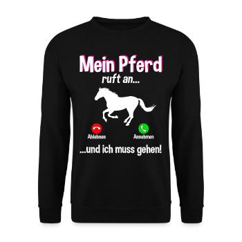 Lustiges Pferde Pferd Reiten Reiterin Geschenk - Unisex Pullover - Schwarz - Vorne - Alina (178cm) & Michal (187cm)