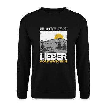 Goldwaschen Goldschürfen cooles Vintage Design - Unisex Pullover - Schwarz - Vorne - Alina (178cm) & Michal (187cm)