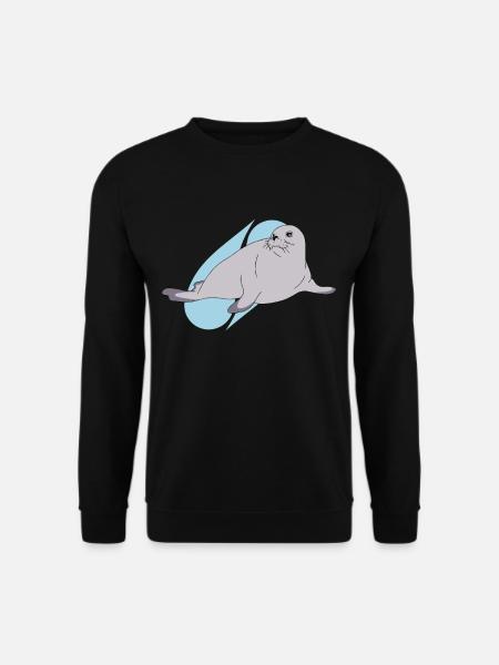 Seehund Lineart künstlerisch - Unisex Pullover - Schwarz