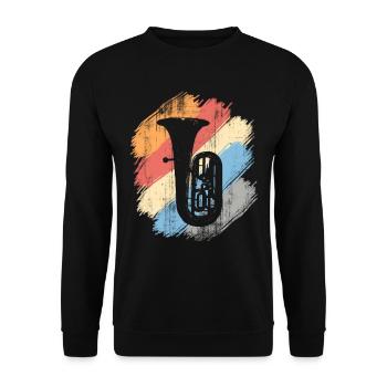 Tuba in retro Farben - Unisex Pullover - Schwarz - Vorne - Alina (178cm) & Michal (187cm)