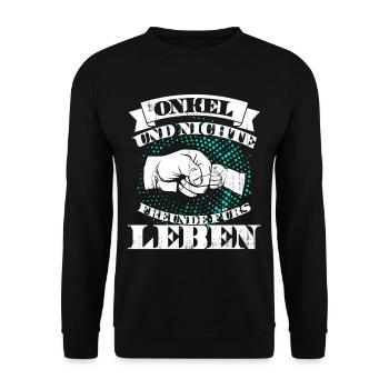 onkel und nichte - Unisex Pullover - Schwarz - Vorne - Alina (178cm) & Michal (187cm)