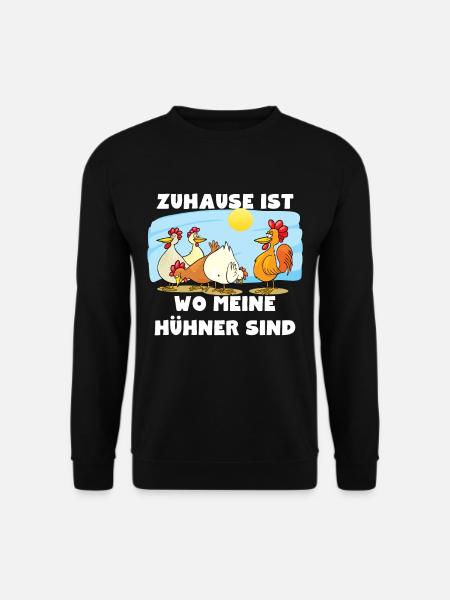 Zuhause ist wo meine Huehner sind Comic - Unisex Pullover - Schwarz