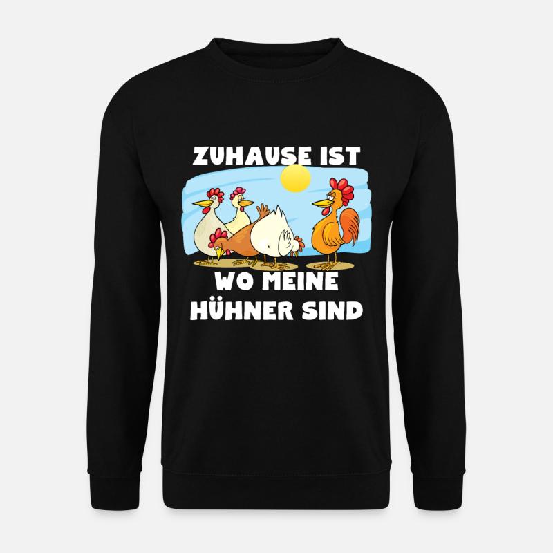 Zuhause ist wo meine Huehner sind Comic - Unisex Pullover - Schwarz