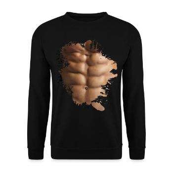 Sixpack sport fitness funny fun - Unisex Sweatshirt - black - Front - Alina (178cm) & Michal (187cm)