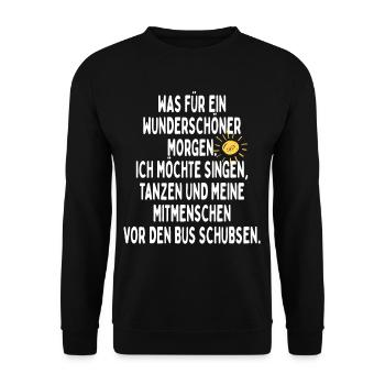 Ich Möchte Meine Mitmenschen Vor Den Bus Schubsen - Unisex Pullover - Schwarz - Vorne - Alina (178cm) & Michal (187cm)