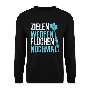 Darts Dartpfeil Dartscheibe - Unisex Pullover - Schwarz - Vorne - Alina (178cm) & Michal (187cm)
