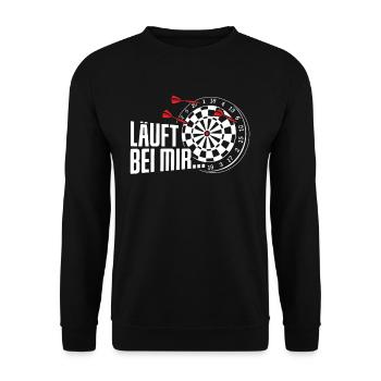 Darts Dartpfeil Dartscheibe - Unisex Pullover - Schwarz - Vorne - Alina (178cm) & Michal (187cm)