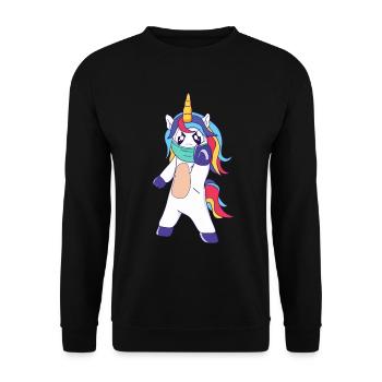 Social Distancing Unicorn - Unisex Sweatshirt - black - Front - Alina (178cm) & Michal (187cm)