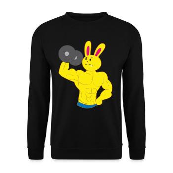 A tooth bunny bodybuilder bicep training barbell - Unisex Sweatshirt - black - Front - Alina (178cm) & Michal (187cm)