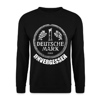 Deutsche Mark Unvergessen Eine Markstück 1 DM 90er - Unisex Pullover - Schwarz - Vorne - Alina (178cm) & Michal (187cm)