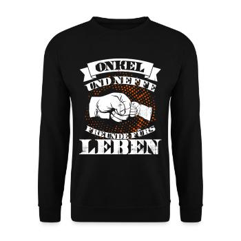 onkel und neffe - Unisex Pullover - Schwarz - Vorne - Alina (178cm) & Michal (187cm)